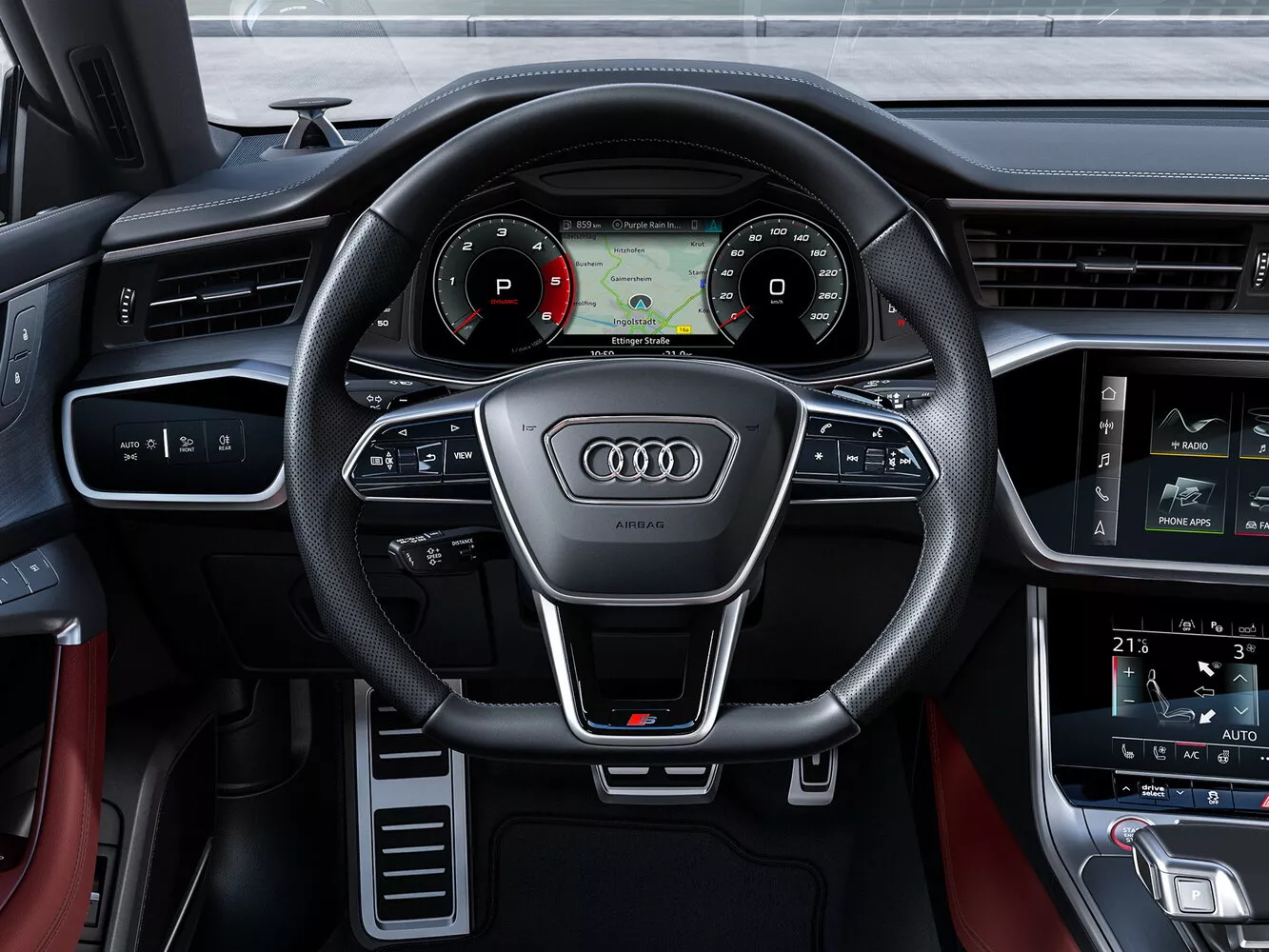 Фото рулевого колеса Audi S7 Sportback II (4K) 2019 -  2024 
                                            