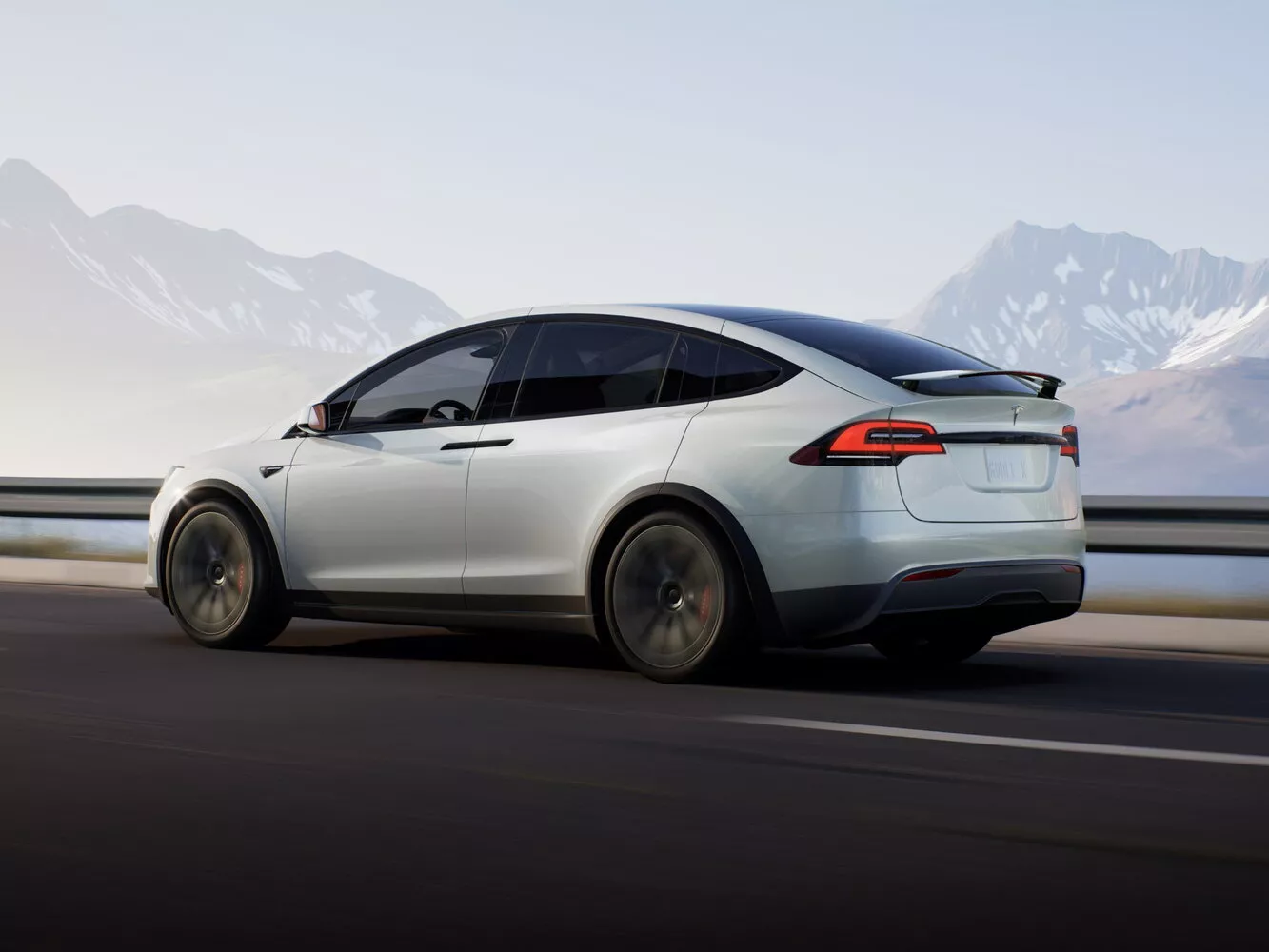 Фото с разворота сзади Tesla Model X  I Рестайлинг 2021 -  2024 
                                            